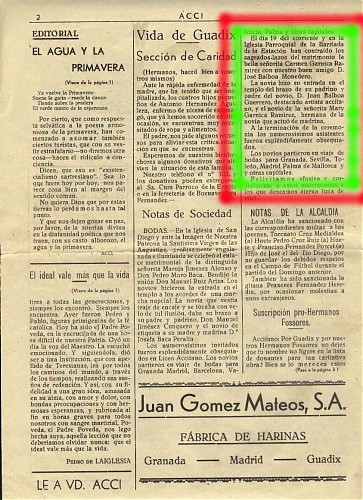 Noticia boda papis 19-04-1956